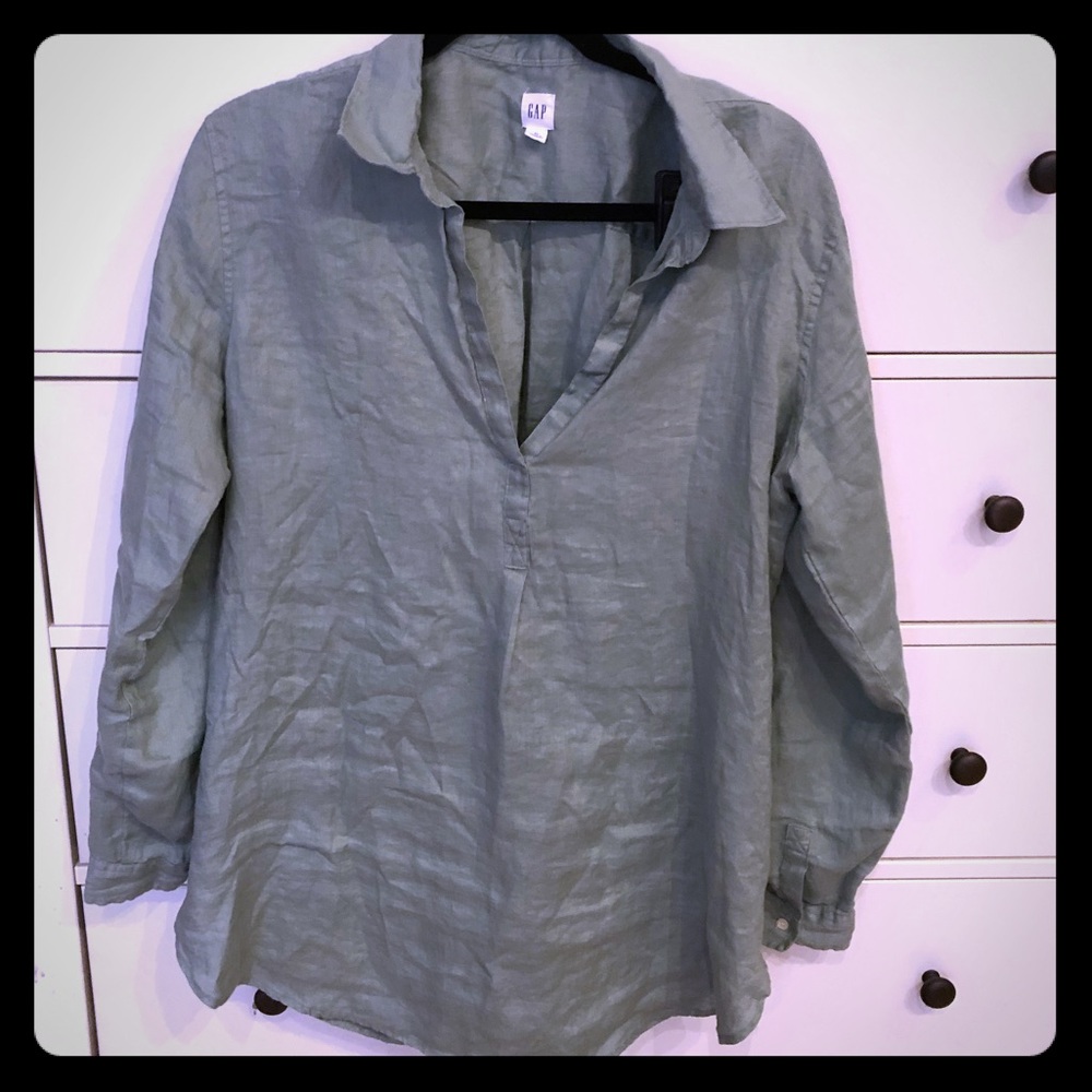Gap women’s linen popover shirt—size XL